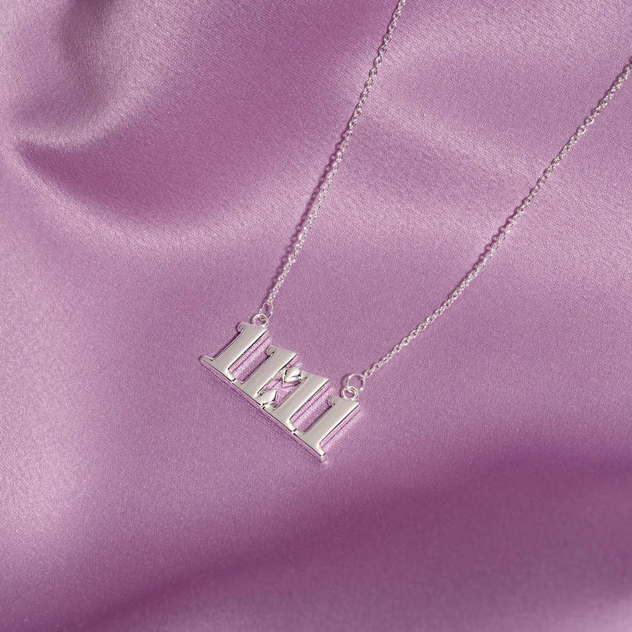 Silver angel number 1111 necklace 